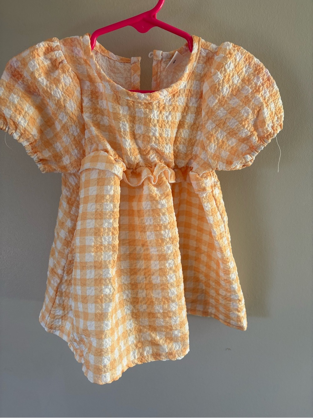 Yellow Gingham Puff Sleeve Baby Dress